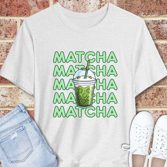 Matcha Repeat Graphic T-Shirt – Iced Matcha Drink Tee