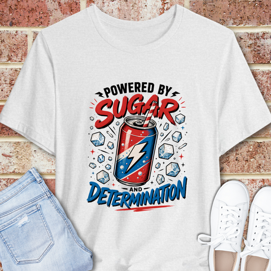 Powered by Sugar and Determination Soda Can Graphic T-Shirt