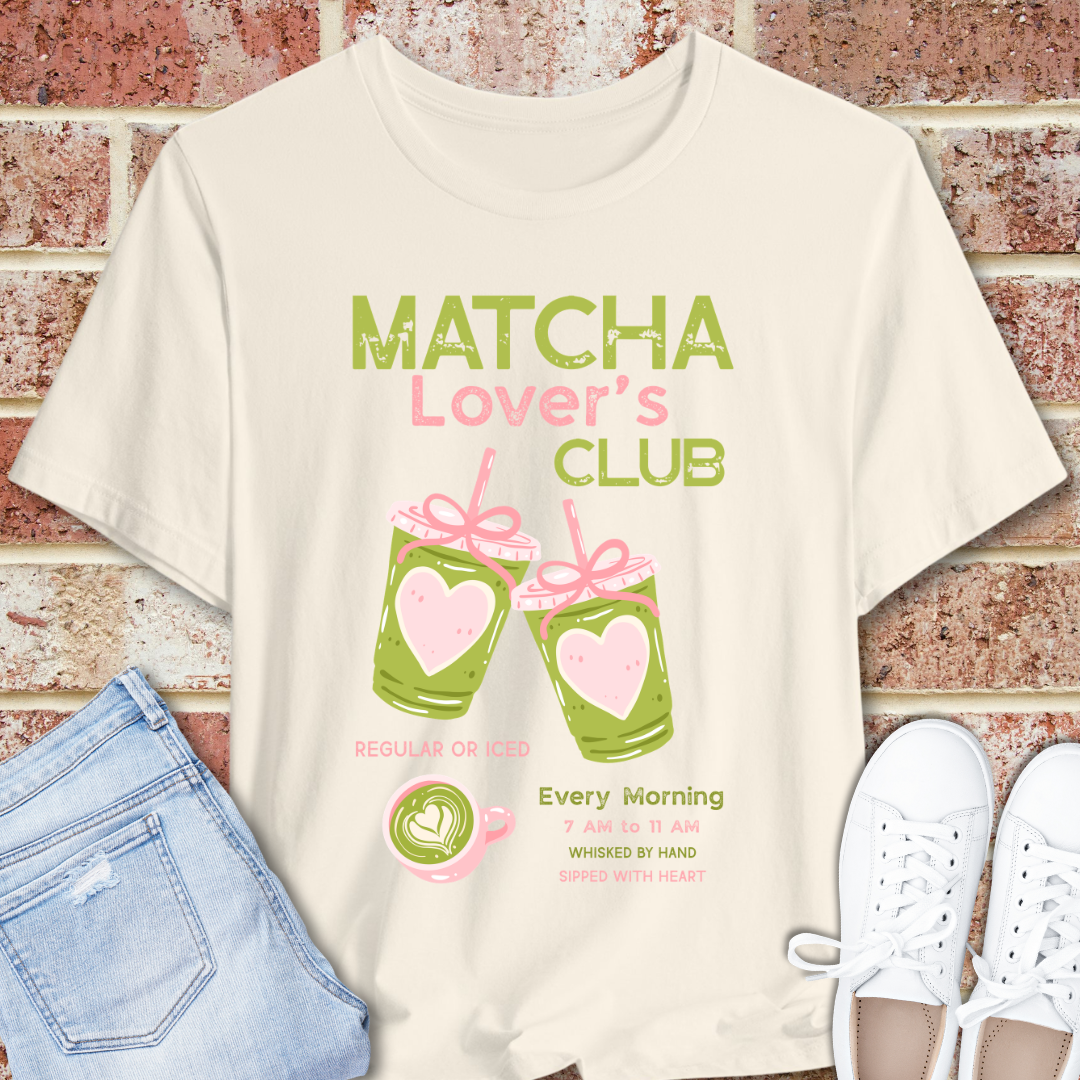 Matcha Lover's Club Tee — Cute Green Tea Graphic T‑Shirt