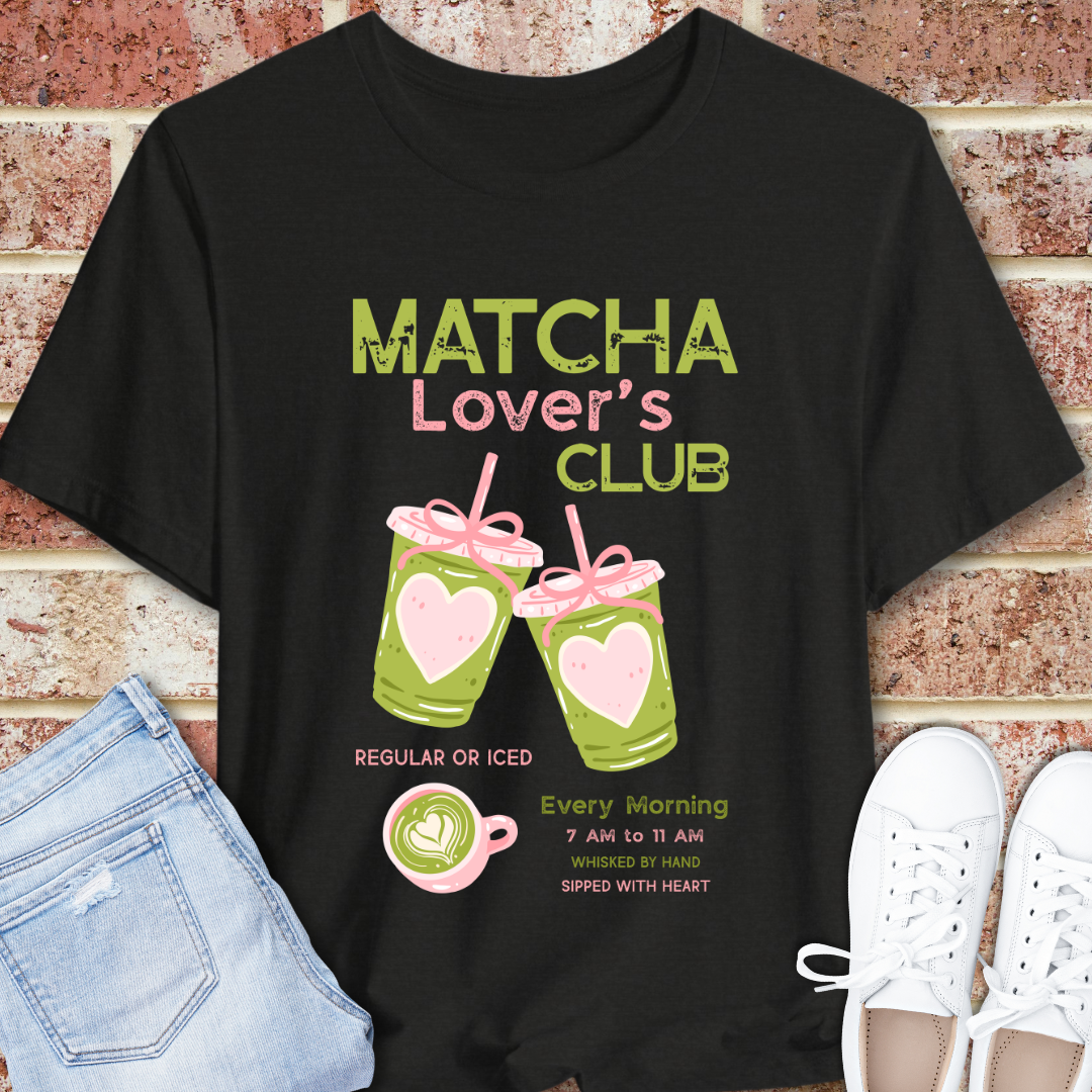 Matcha Lover's Club Tee — Cute Green Tea Graphic T‑Shirt