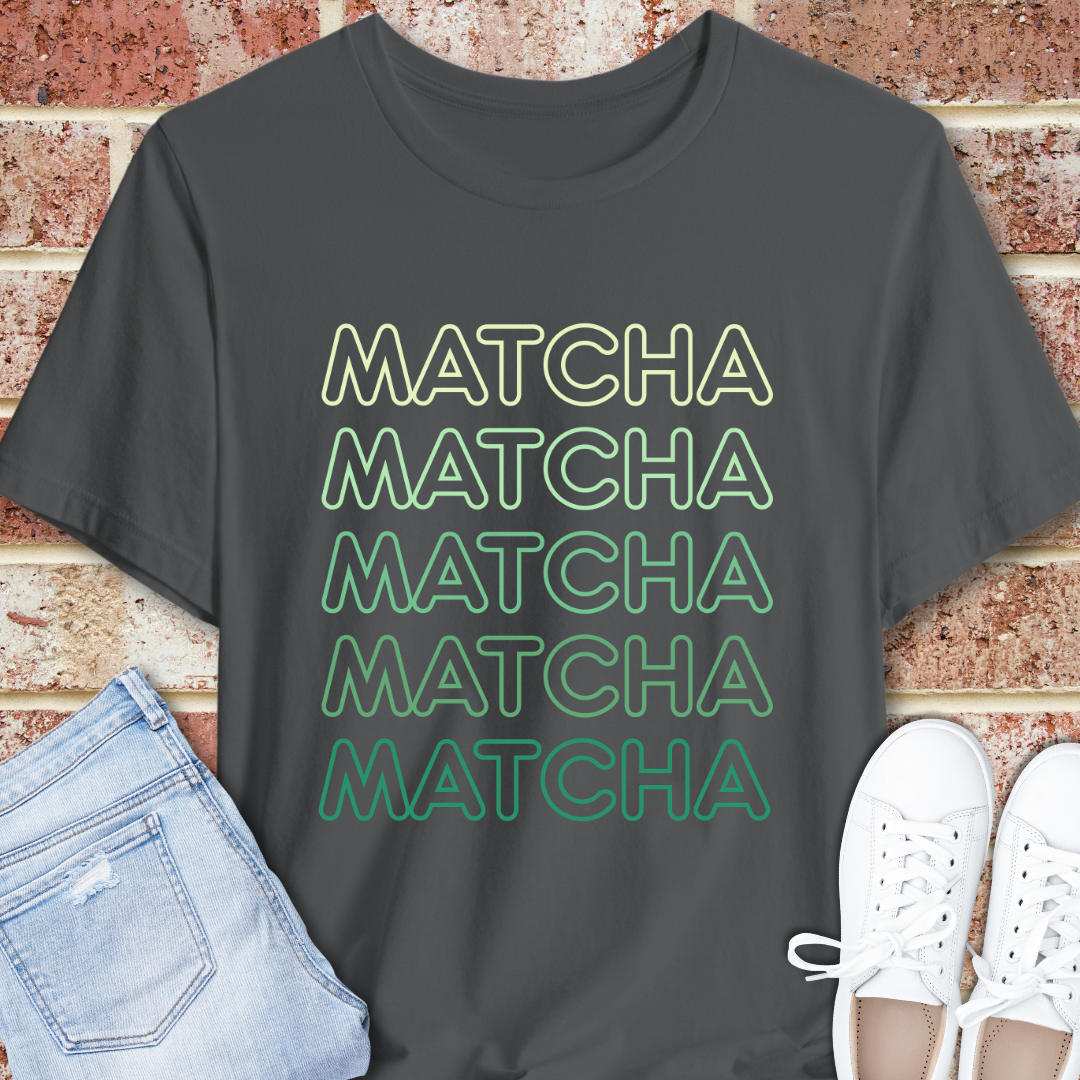 Matcha Stack T‑Shirt — Retro Green Tea Graphic Tee