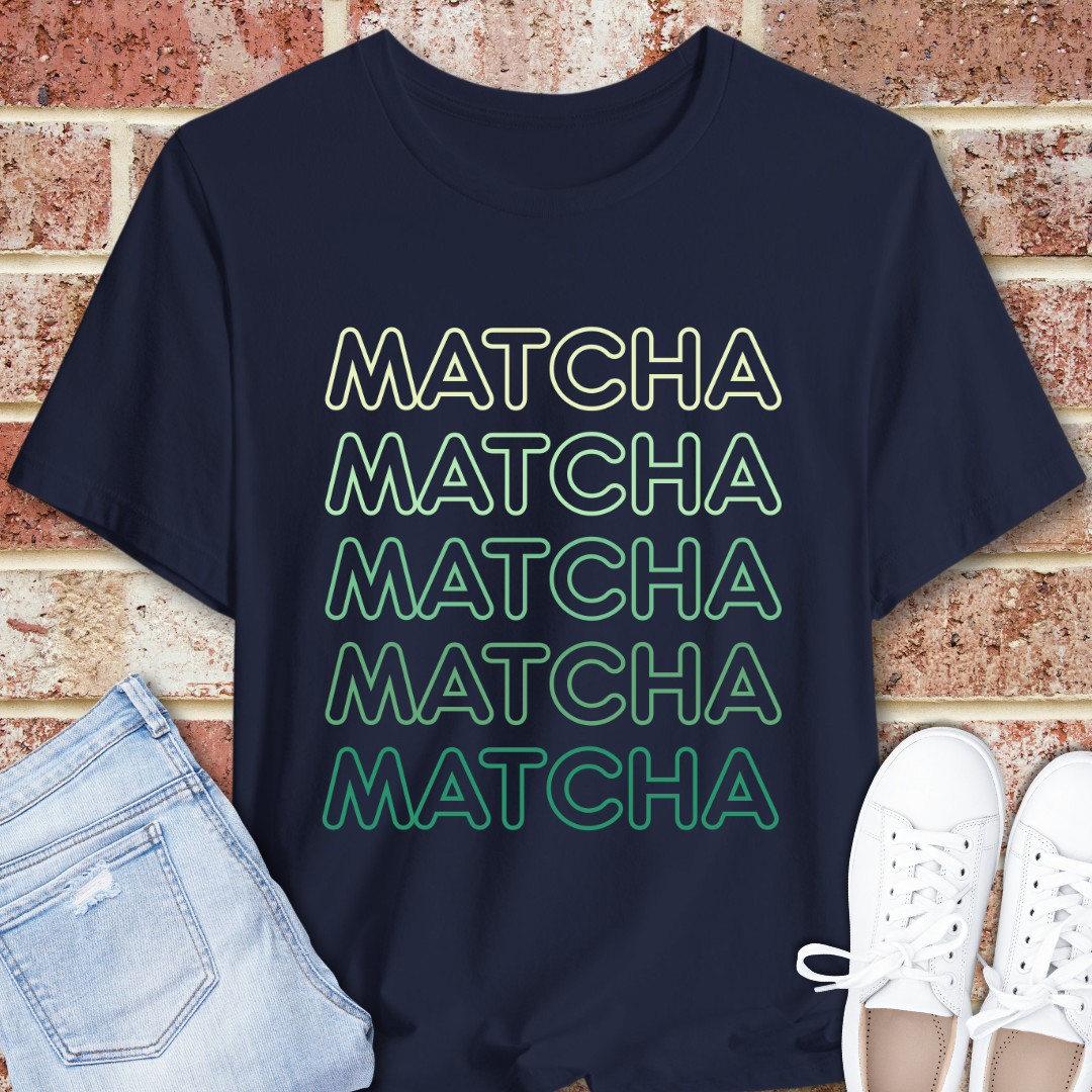 Matcha Stack T‑Shirt — Retro Green Tea Graphic Tee
