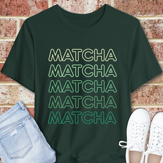 Matcha Stack T‑Shirt — Retro Green Tea Graphic Tee