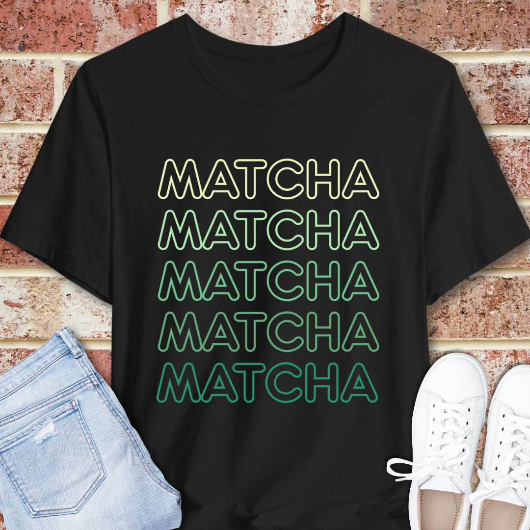 Matcha Stack T‑Shirt — Retro Green Tea Graphic Tee