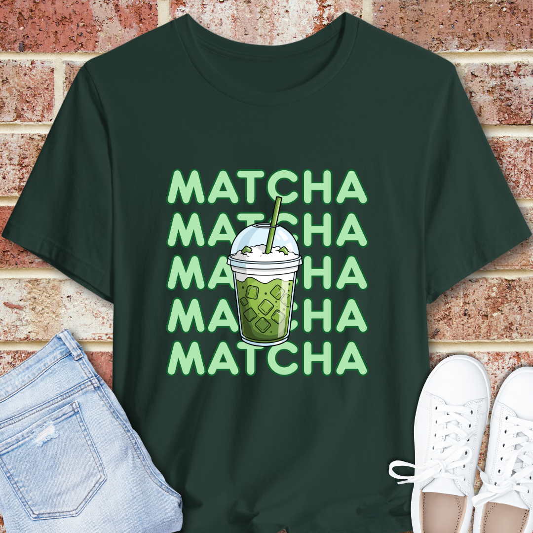 Matcha Repeat Graphic T-Shirt – Iced Matcha Drink Tee