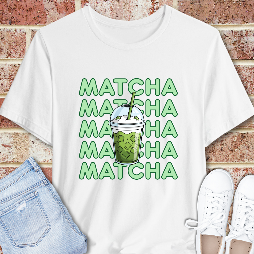 Matcha Repeat Graphic T-Shirt – Iced Matcha Drink Tee