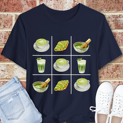 Matcha Grid T‑Shirt — Green Tea Icons Tee for Tea Lovers