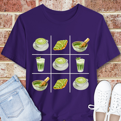 Matcha Grid T‑Shirt — Green Tea Icons Tee for Tea Lovers