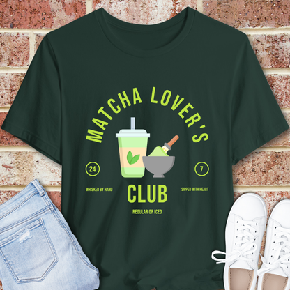 Matcha Lover's Club T-Shirt — Whisked by Hand, Sipped with Heart Tee