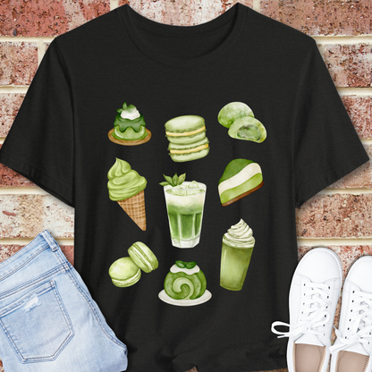 Matcha Sweets Tee — Green Tea Dessert Illustration T-Shirt