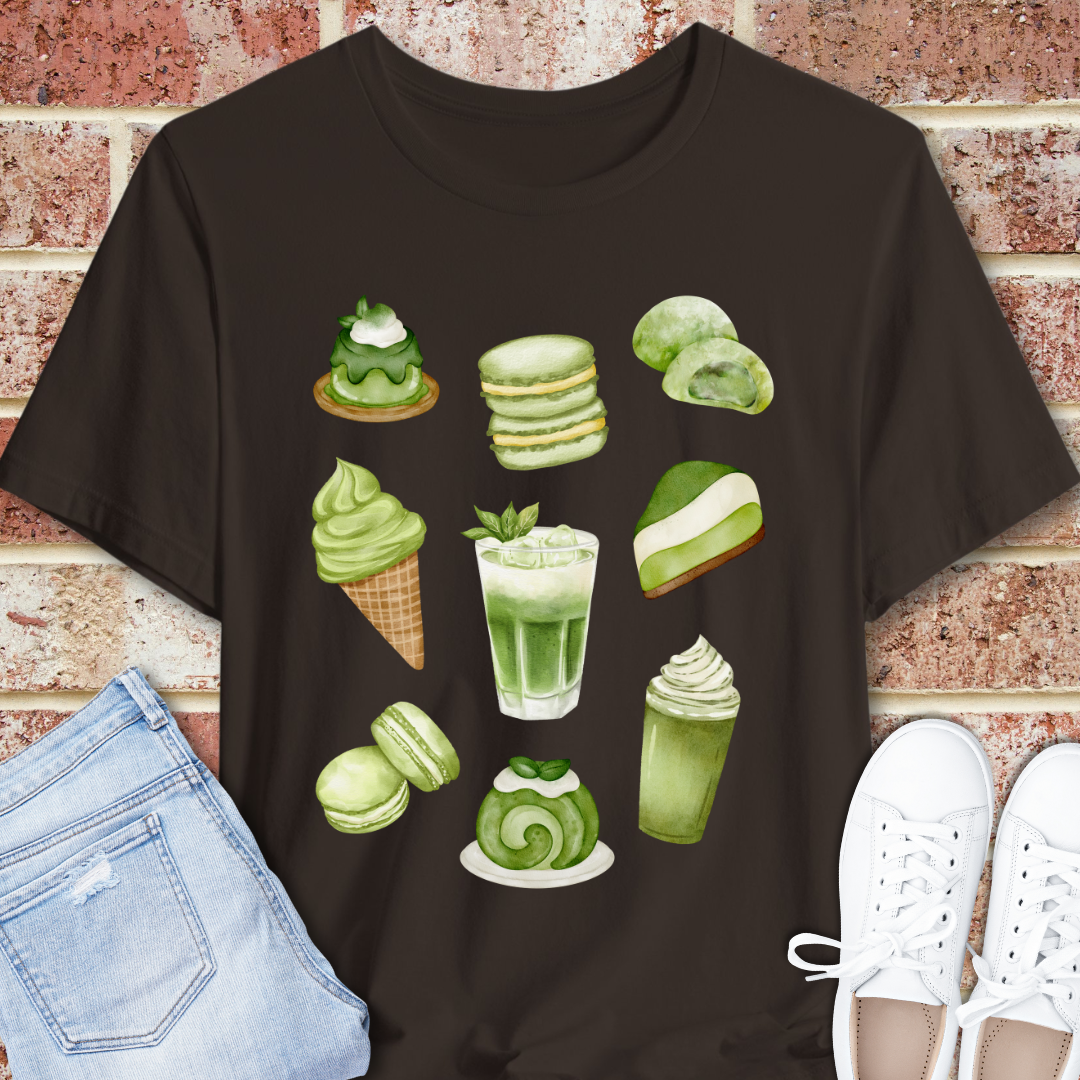 Matcha Sweets Tee — Green Tea Dessert Illustration T-Shirt