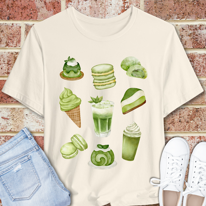 Matcha Sweets Tee — Green Tea Dessert Illustration T-Shirt