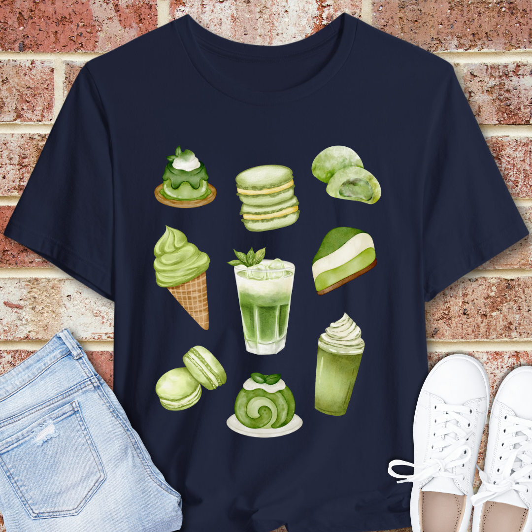 Matcha Sweets Tee — Green Tea Dessert Illustration T-Shirt