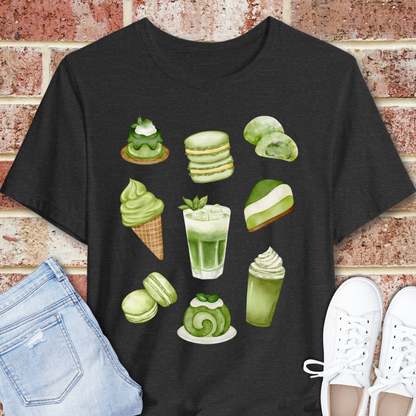 Matcha Sweets Tee — Green Tea Dessert Illustration T-Shirt