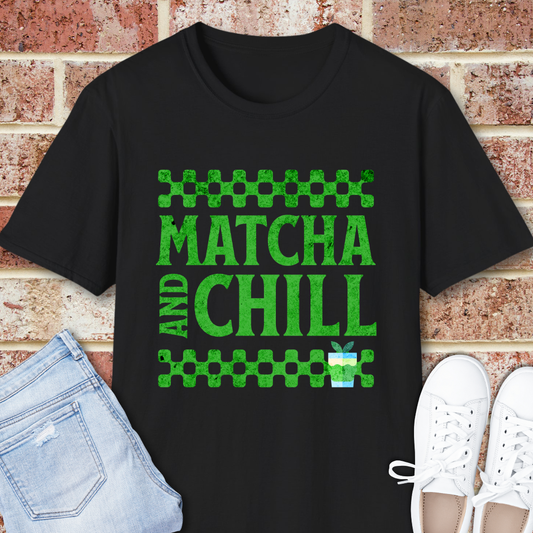 Matcha and Chill T-Shirt — Green Tea Lover Retro Graphic Tee