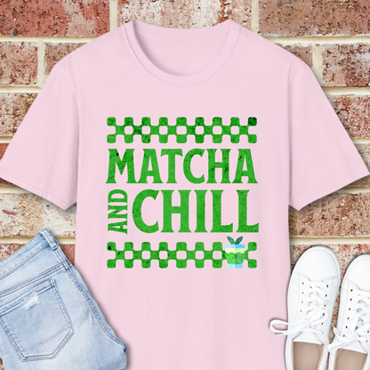 Matcha and Chill T-Shirt — Green Tea Lover Retro Graphic Tee