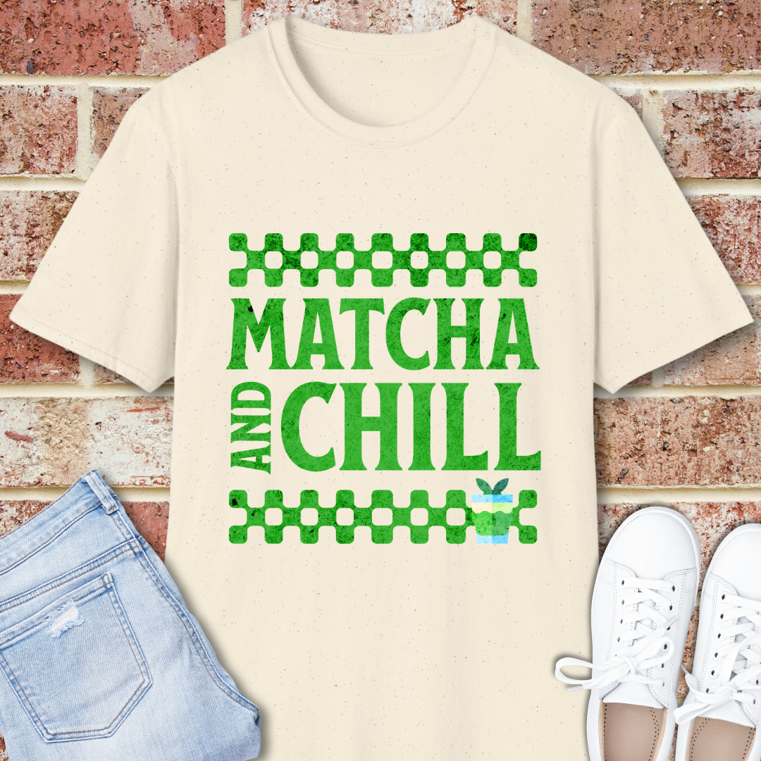 Matcha and Chill T-Shirt — Green Tea Lover Retro Graphic Tee