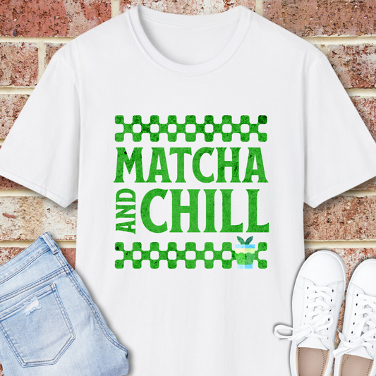 Matcha and Chill T-Shirt — Green Tea Lover Retro Graphic Tee