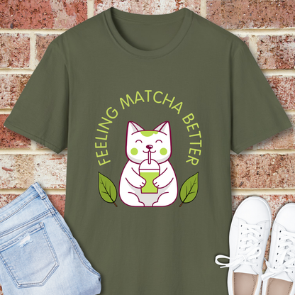 Feeling Matcha Better Cat T-Shirt - Cute Green Tea Gift