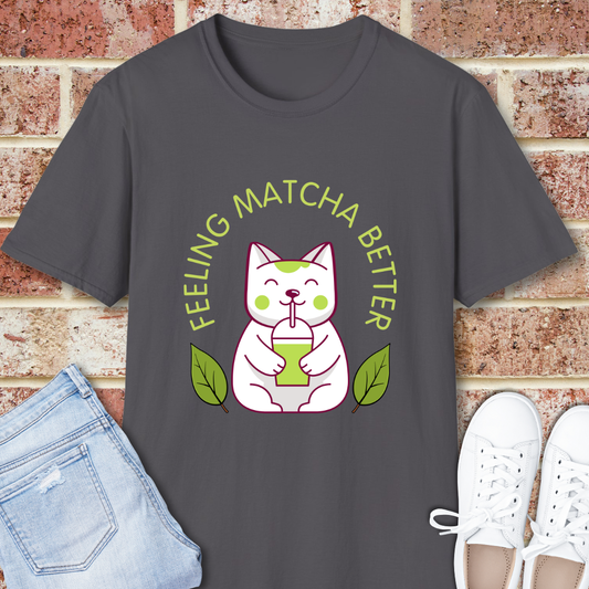 Feeling Matcha Better Cat T-Shirt - Cute Green Tea Gift