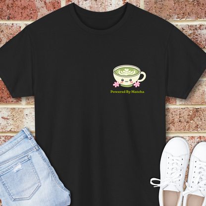 Powered by Matcha & Good Vibes T-Shirt - Cute Matcha Tea Graphic Tee