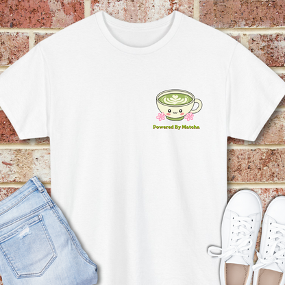 Powered by Matcha & Good Vibes T-Shirt - Cute Matcha Tea Graphic Tee