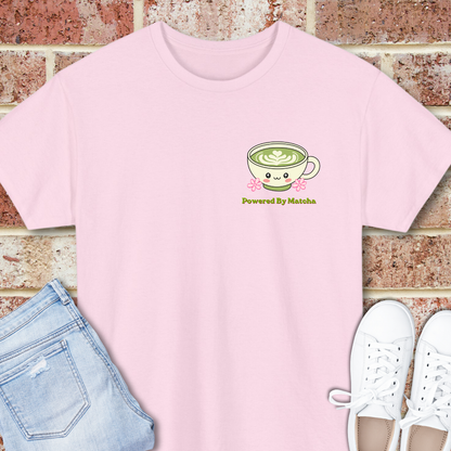 Powered by Matcha & Good Vibes T-Shirt - Cute Matcha Tea Graphic Tee