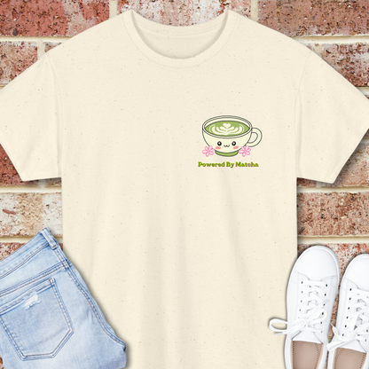 Powered by Matcha & Good Vibes T-Shirt - Cute Matcha Tea Graphic Tee
