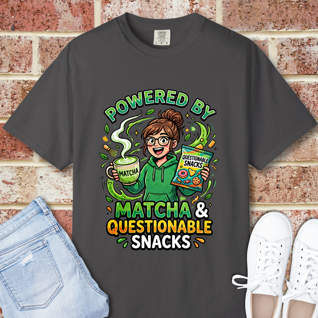 Powered By Matcha & Questionable Snacks T-Shirt