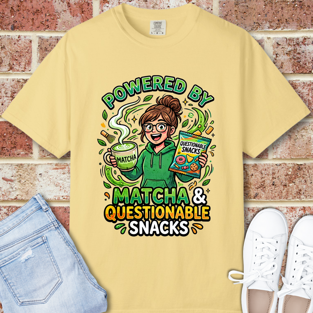 Powered By Matcha & Questionable Snacks T-Shirt
