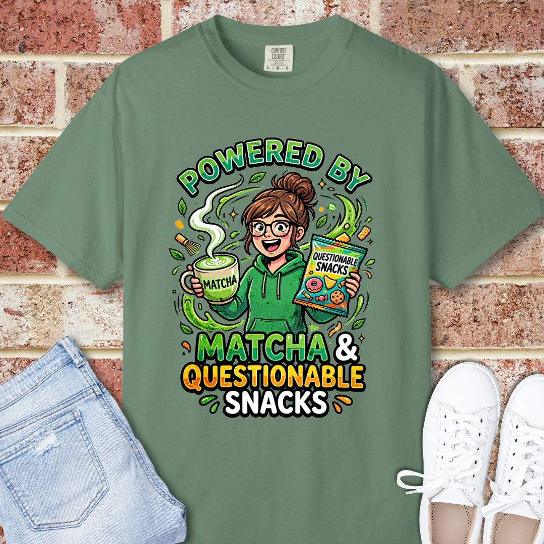 Powered By Matcha & Questionable Snacks T-Shirt