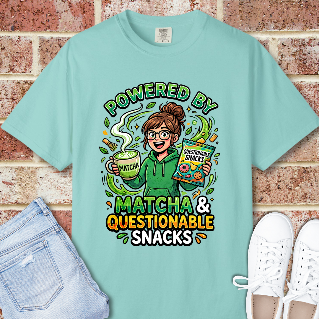 Powered By Matcha & Questionable Snacks T-Shirt