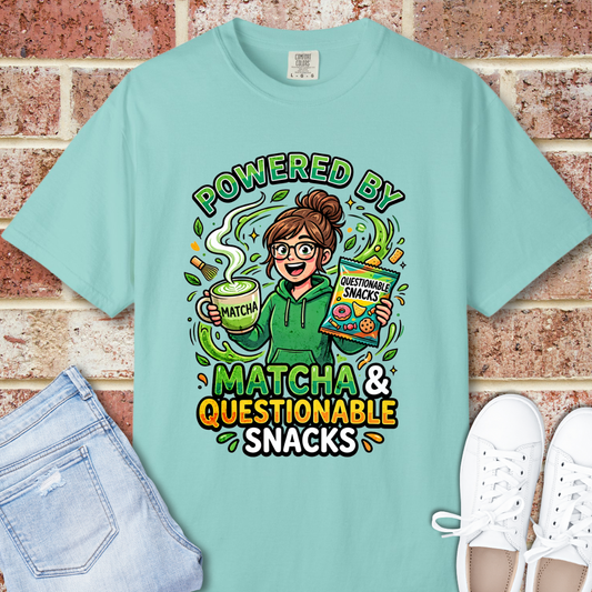 Powered By Matcha & Questionable Snacks T-Shirt