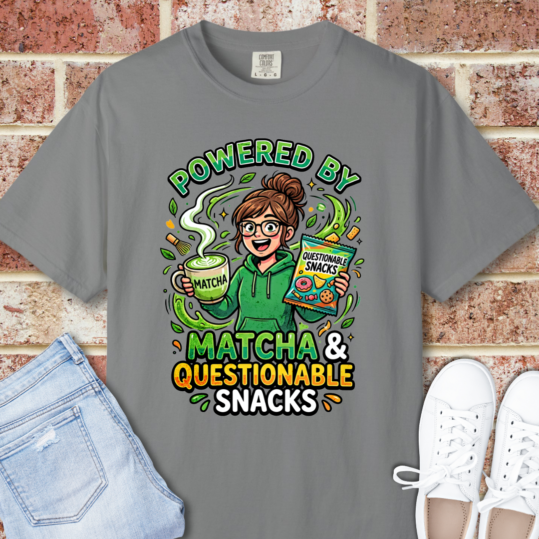Powered By Matcha & Questionable Snacks T-Shirt