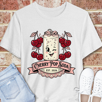 Cherry Pop Soda T-Shirt — Retro Cute Cherry Soda Graphic Tee