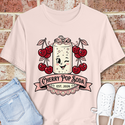 Cherry Pop Soda T-Shirt — Retro Cute Cherry Soda Graphic Tee
