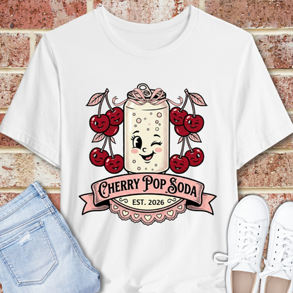 Cherry Pop Soda T-Shirt — Retro Cute Cherry Soda Graphic Tee