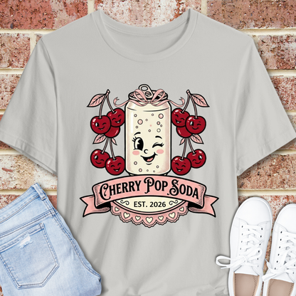 Cherry Pop Soda T-Shirt — Retro Cute Cherry Soda Graphic Tee