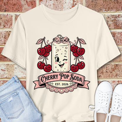 Cherry Pop Soda T-Shirt — Retro Cute Cherry Soda Graphic Tee