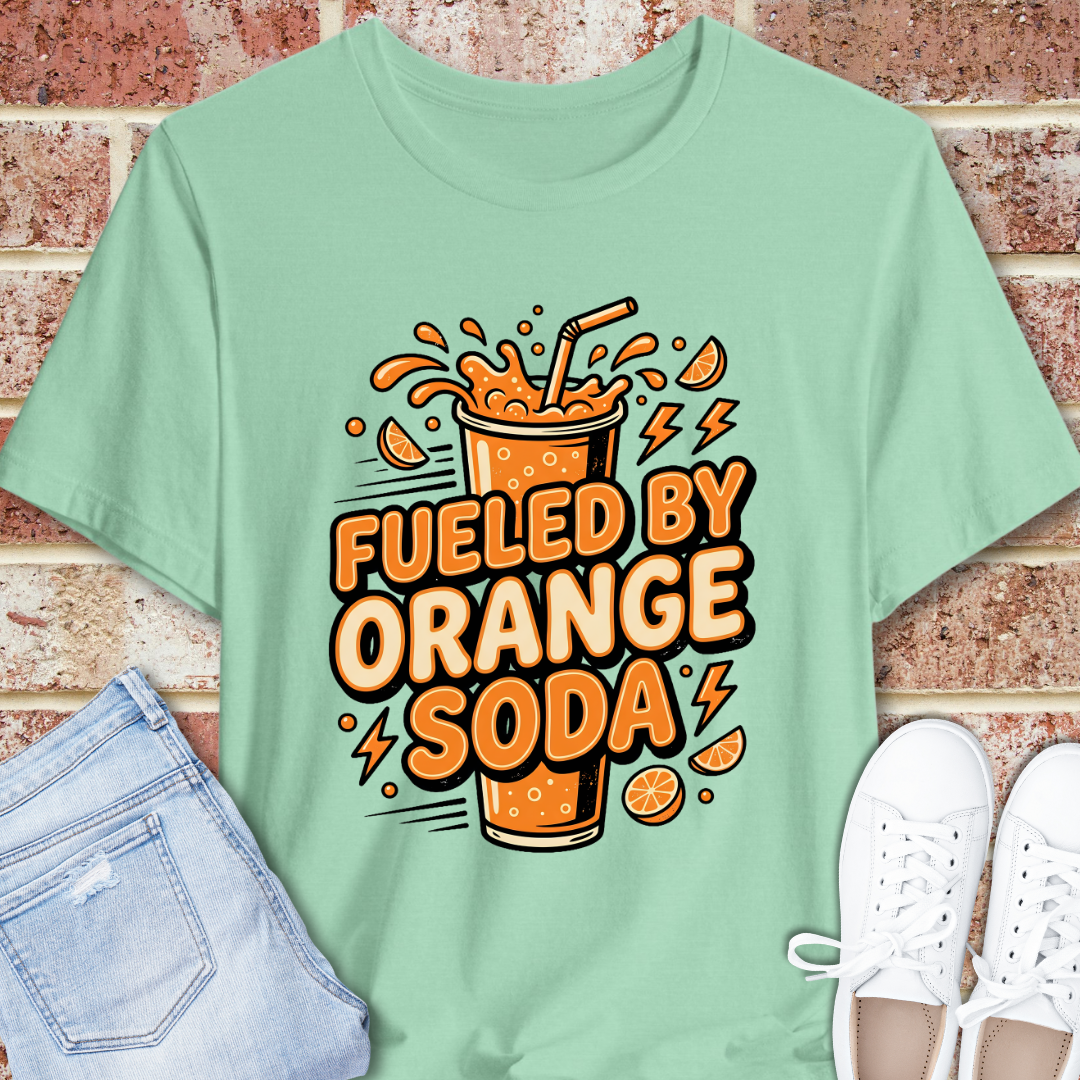 Fueled By Orange Soda T-Shirt — Retro Soda Pop Graphic Tee