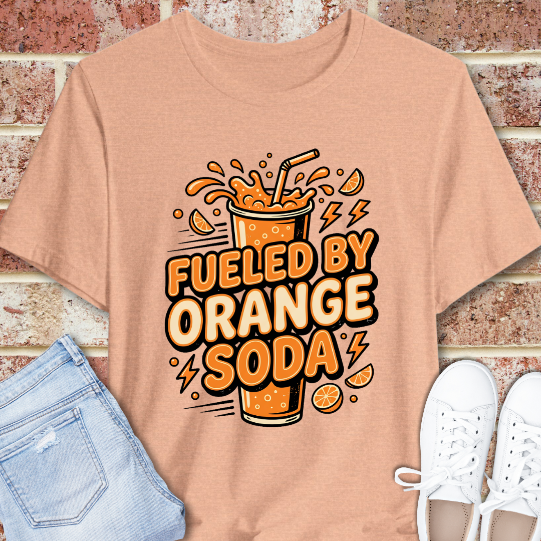 Fueled By Orange Soda T-Shirt — Retro Soda Pop Graphic Tee