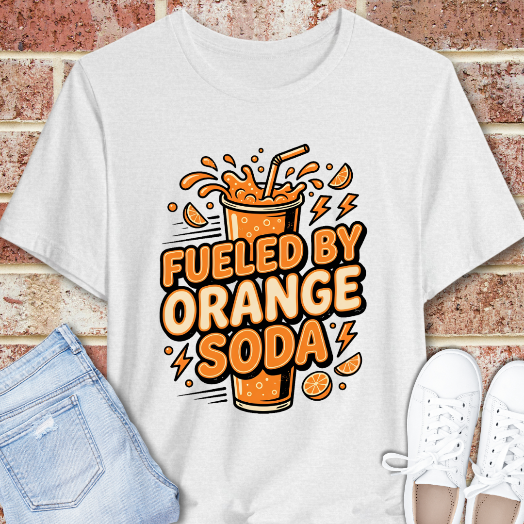 Fueled By Orange Soda T-Shirt — Retro Soda Pop Graphic Tee