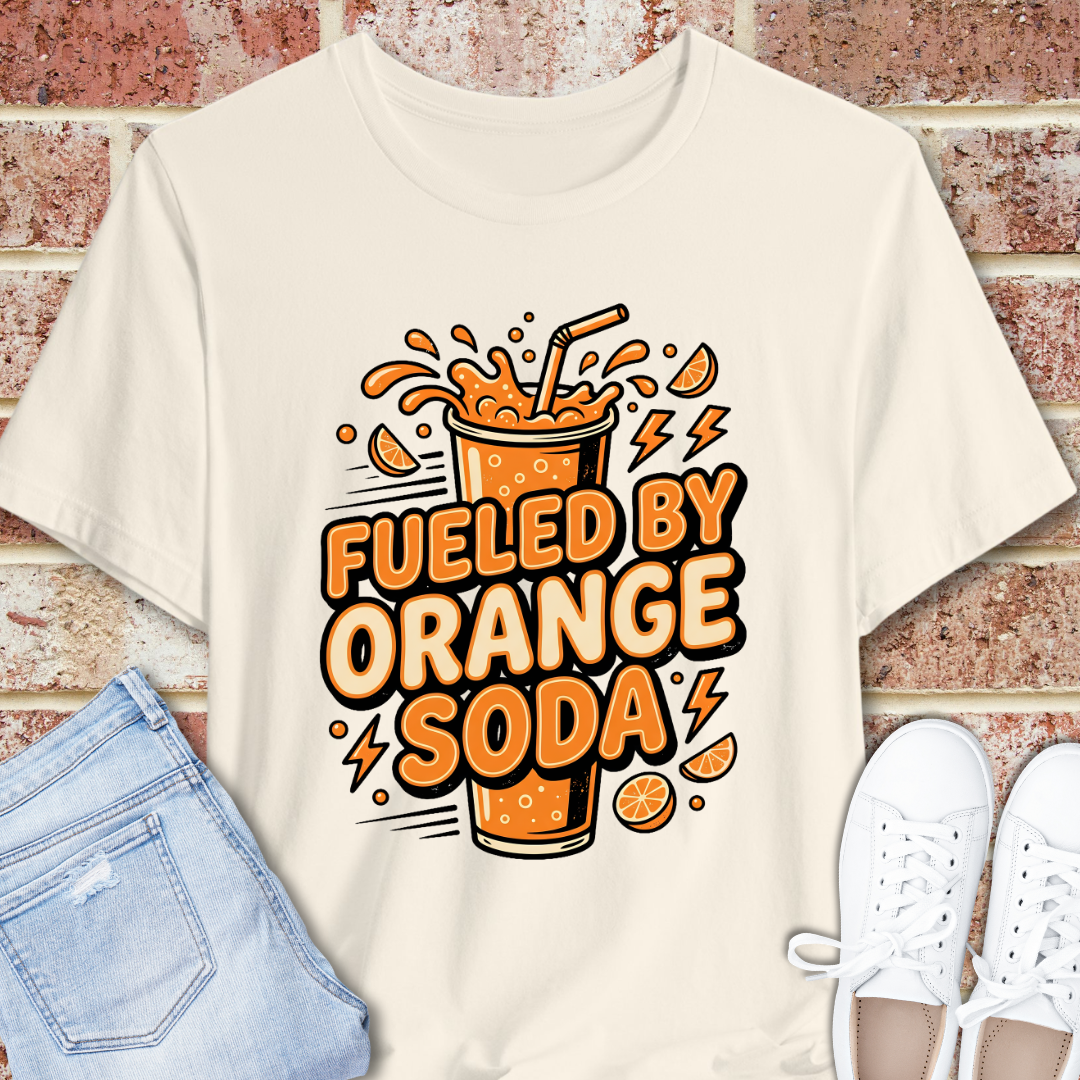 Fueled By Orange Soda T-Shirt — Retro Soda Pop Graphic Tee