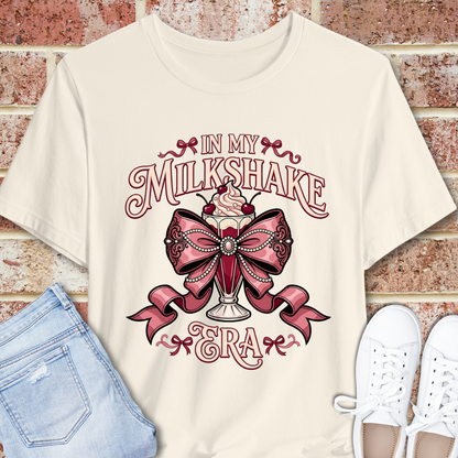 In My Milkshake Era Tee — Vintage Coquette Pink Bow Graphic T-Shirt