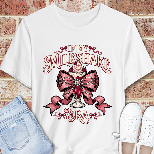 In My Milkshake Era Tee — Vintage Coquette Pink Bow Graphic T-Shirt