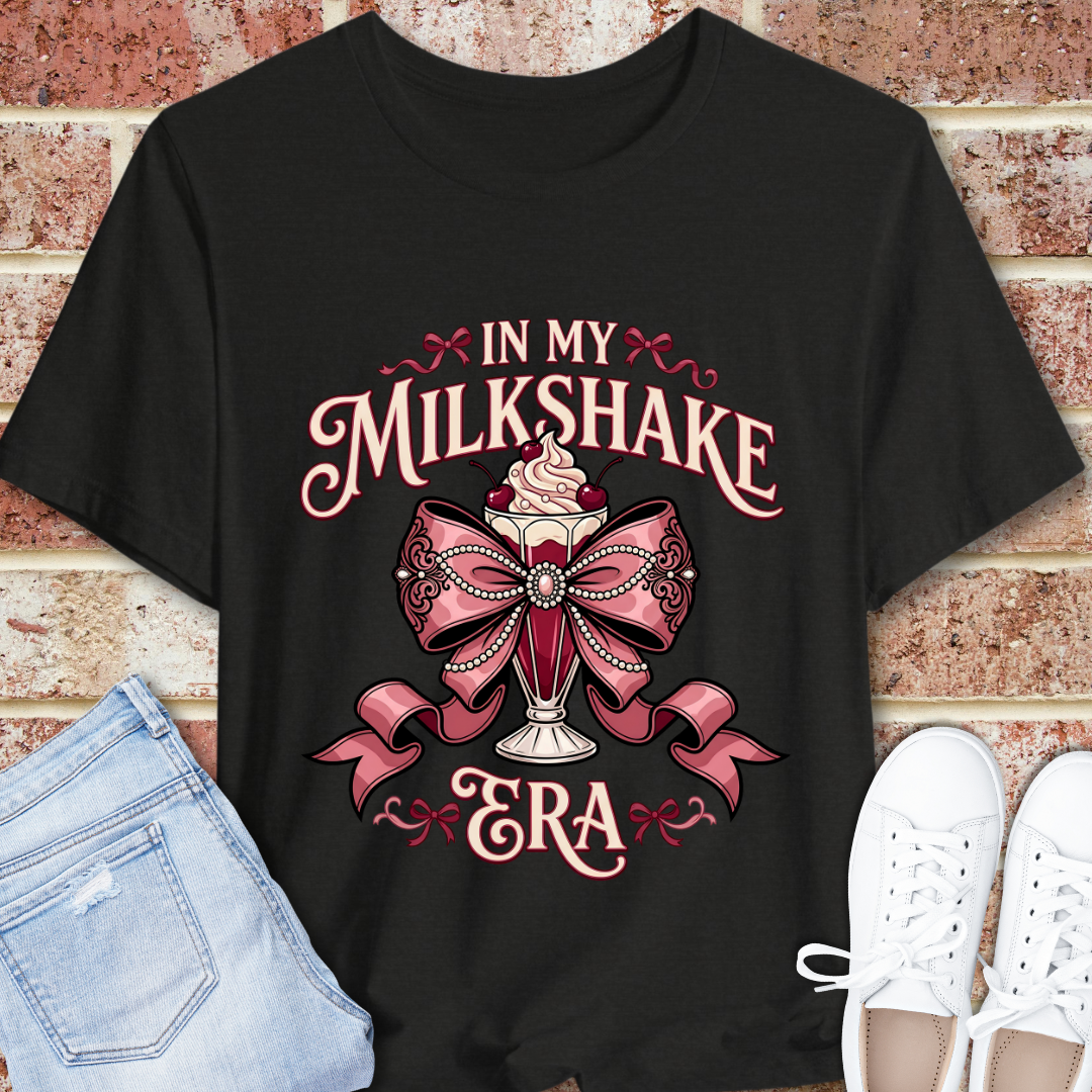In My Milkshake Era Tee — Vintage Coquette Pink Bow Graphic T-Shirt