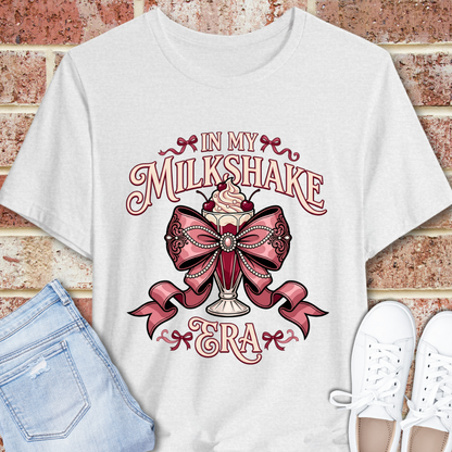 In My Milkshake Era Tee — Vintage Coquette Pink Bow Graphic T-Shirt
