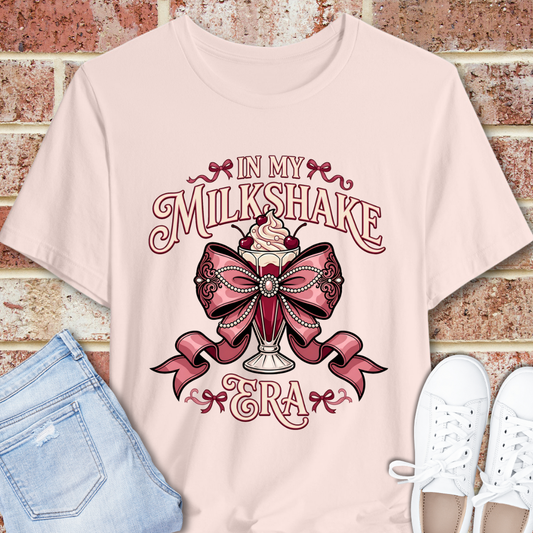 In My Milkshake Era Tee — Vintage Coquette Pink Bow Graphic T-Shirt