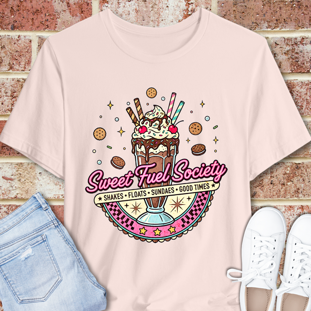Sweet Fuel Society Tee – Vintage Milkshake Graphic T-Shirt