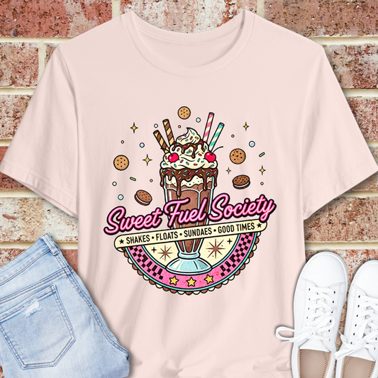 Sweet Fuel Society Tee – Vintage Milkshake Graphic T-Shirt